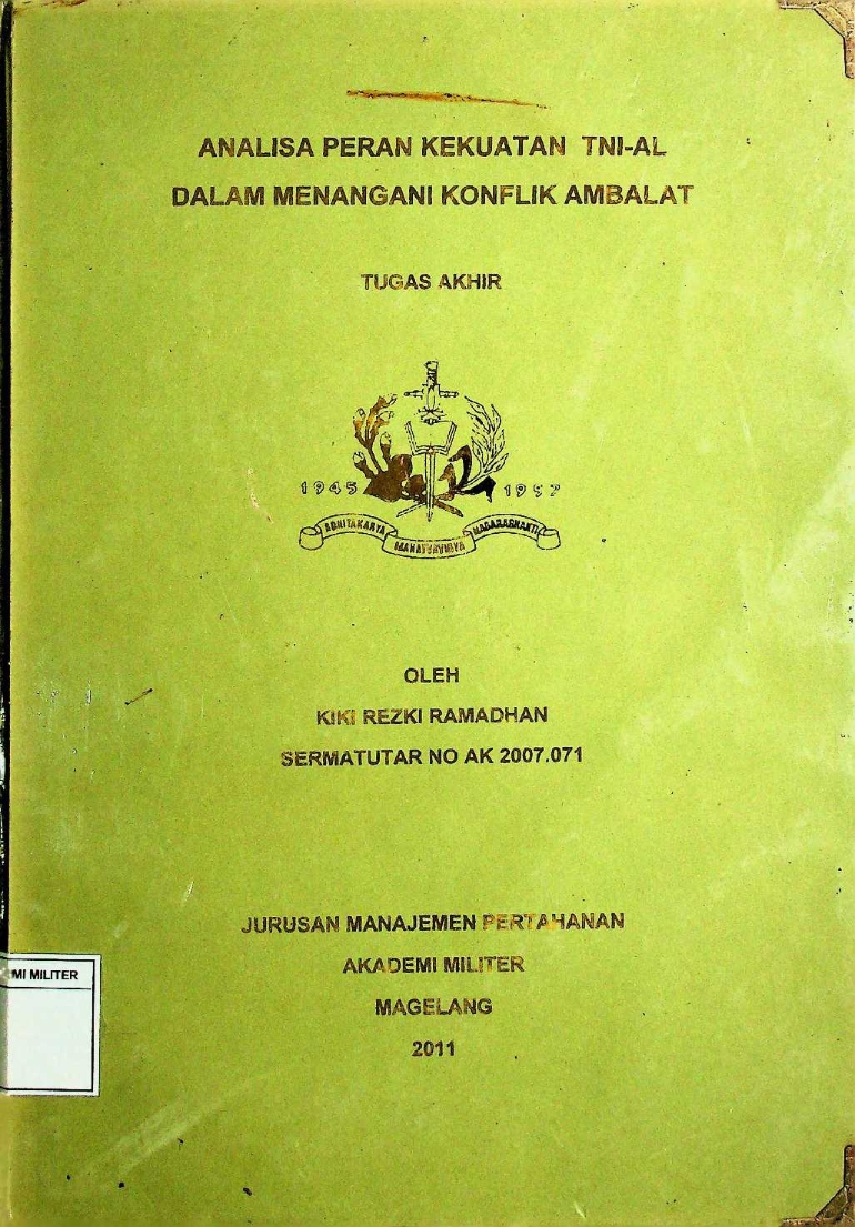 ANALISA PERAN KEKUATAN TNI-AL DALAM MENANGANI KONFLIK AMBALAT